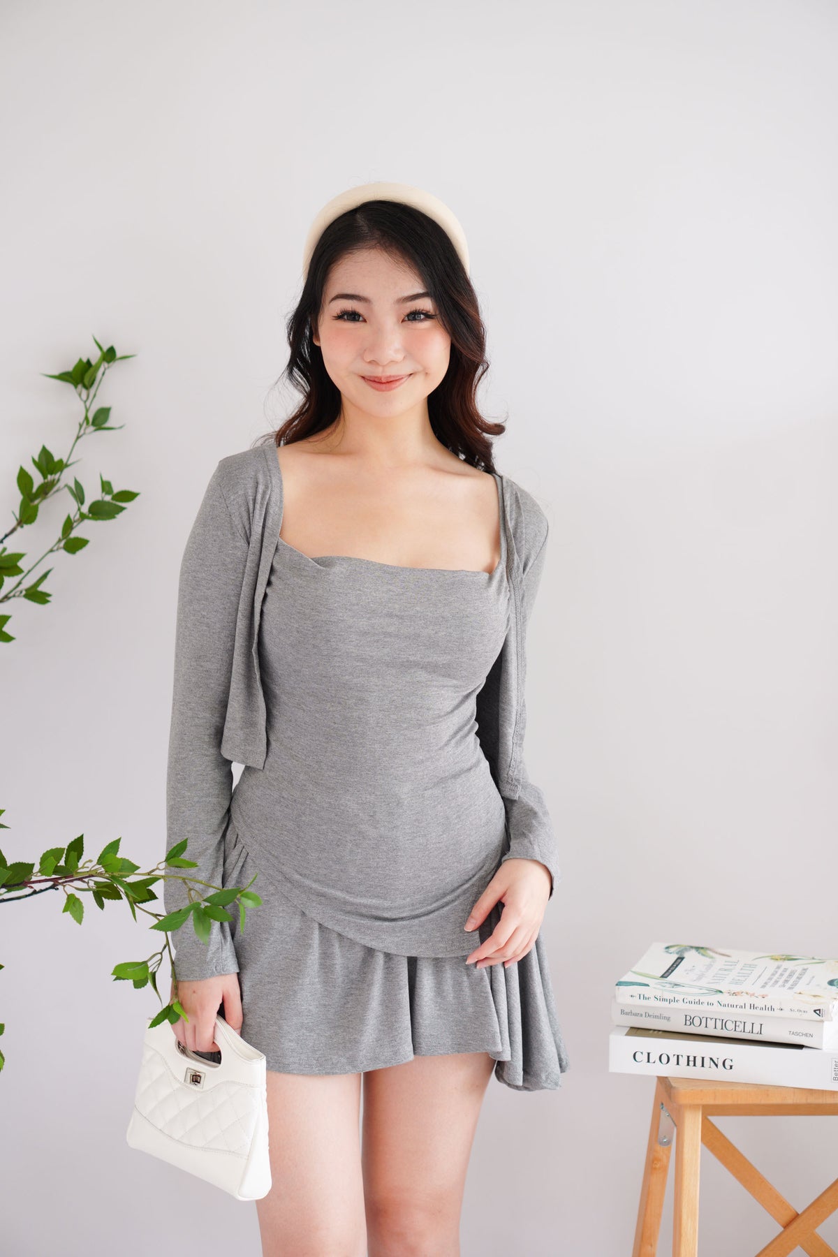 Zoey 3 Piece Skirt Set in Grey