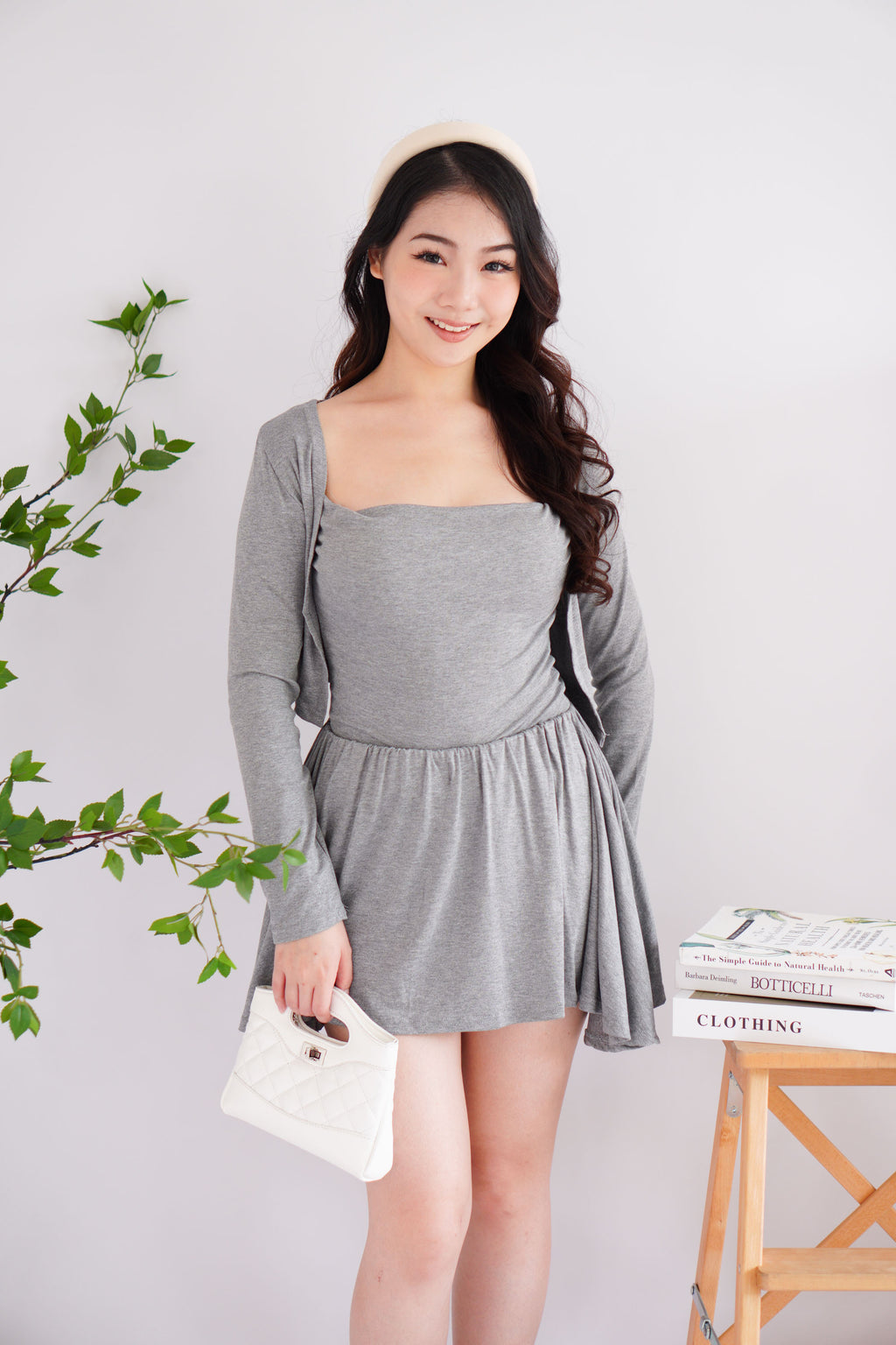 Zoey 3 Piece Skirt Set in Grey
