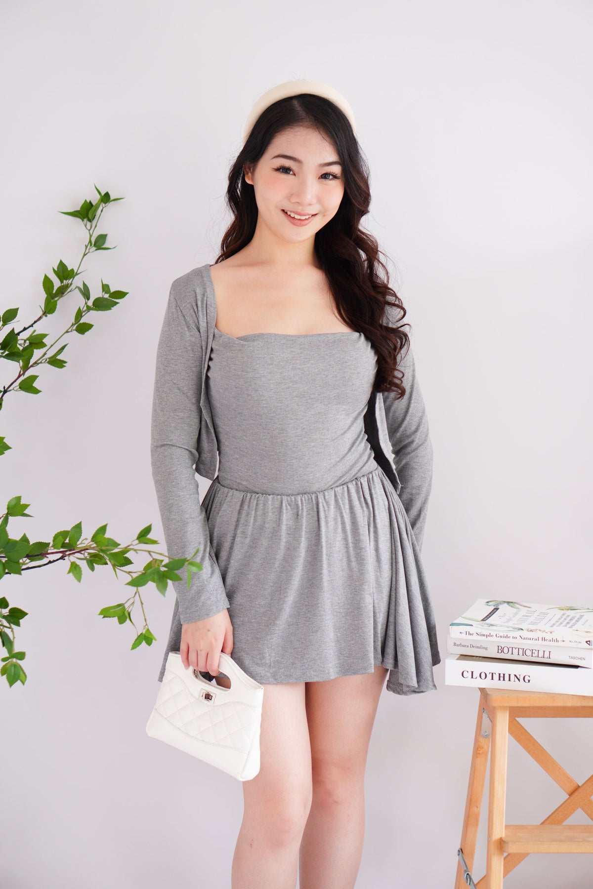Zoey 3 Piece Skirt Set in Grey