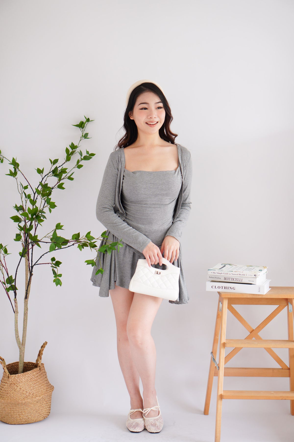 Zoey 3 Piece Skirt Set in Grey