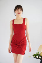 (BACKORDER) Tess Bodycon Twist Knot Mini Dress in Red
