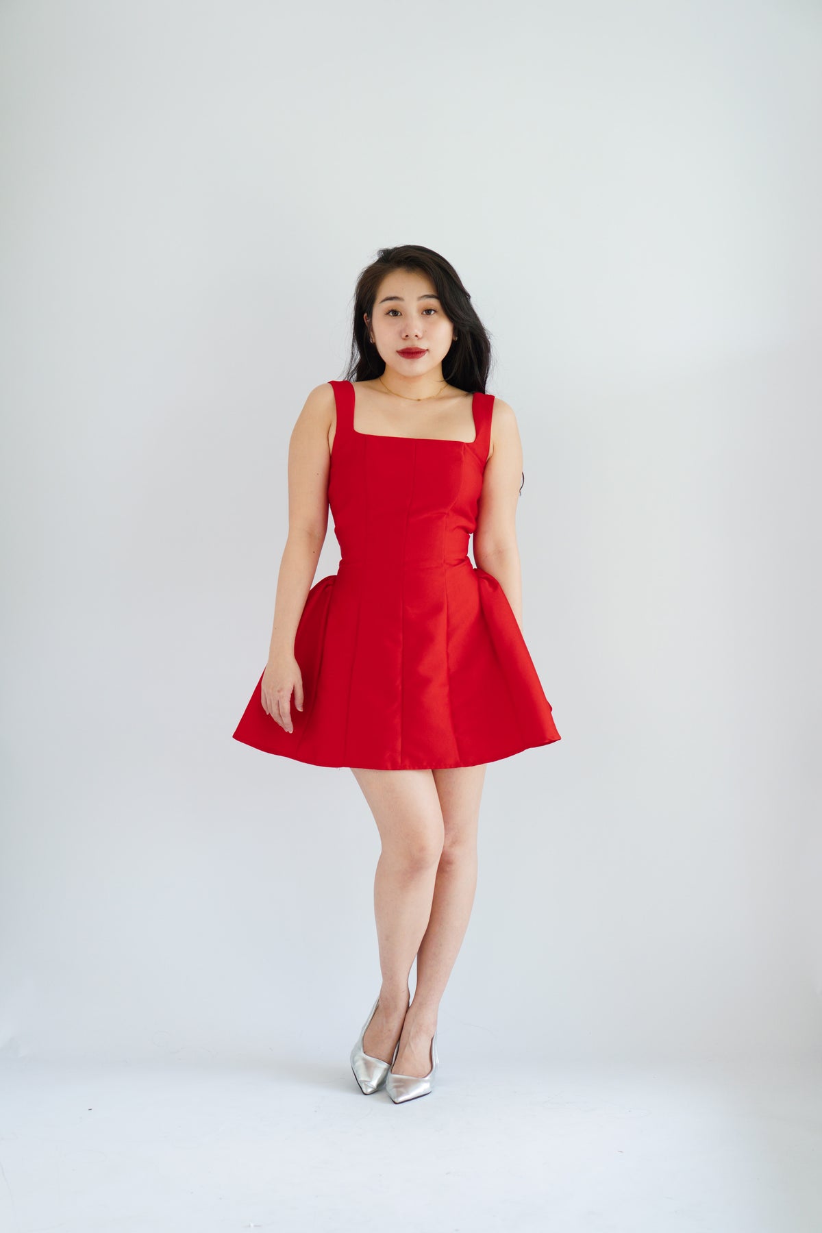 Alessia Structured Mini Dress in Red