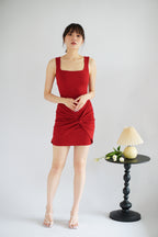 (BACKORDER) Tess Bodycon Twist Knot Mini Dress in Red
