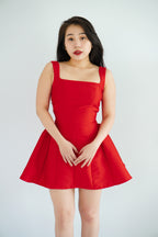 Alessia Structured Mini Dress in Red