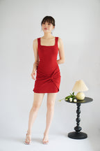 (BACKORDER) Tess Bodycon Twist Knot Mini Dress in Red