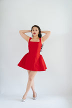 Alessia Structured Mini Dress in Red
