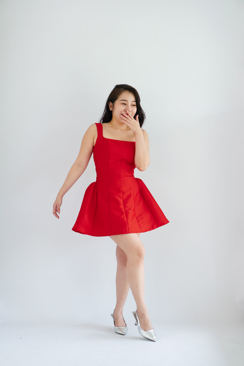 Alessia Structured Mini Dress in Red