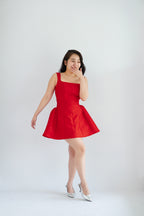 Alessia Structured Mini Dress in Red