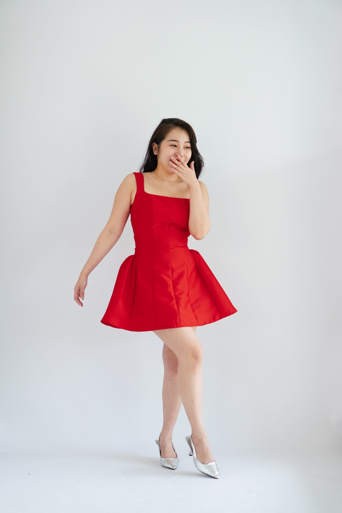 Alessia Structured Mini Dress in Red