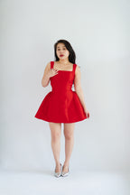 Alessia Structured Mini Dress in Red