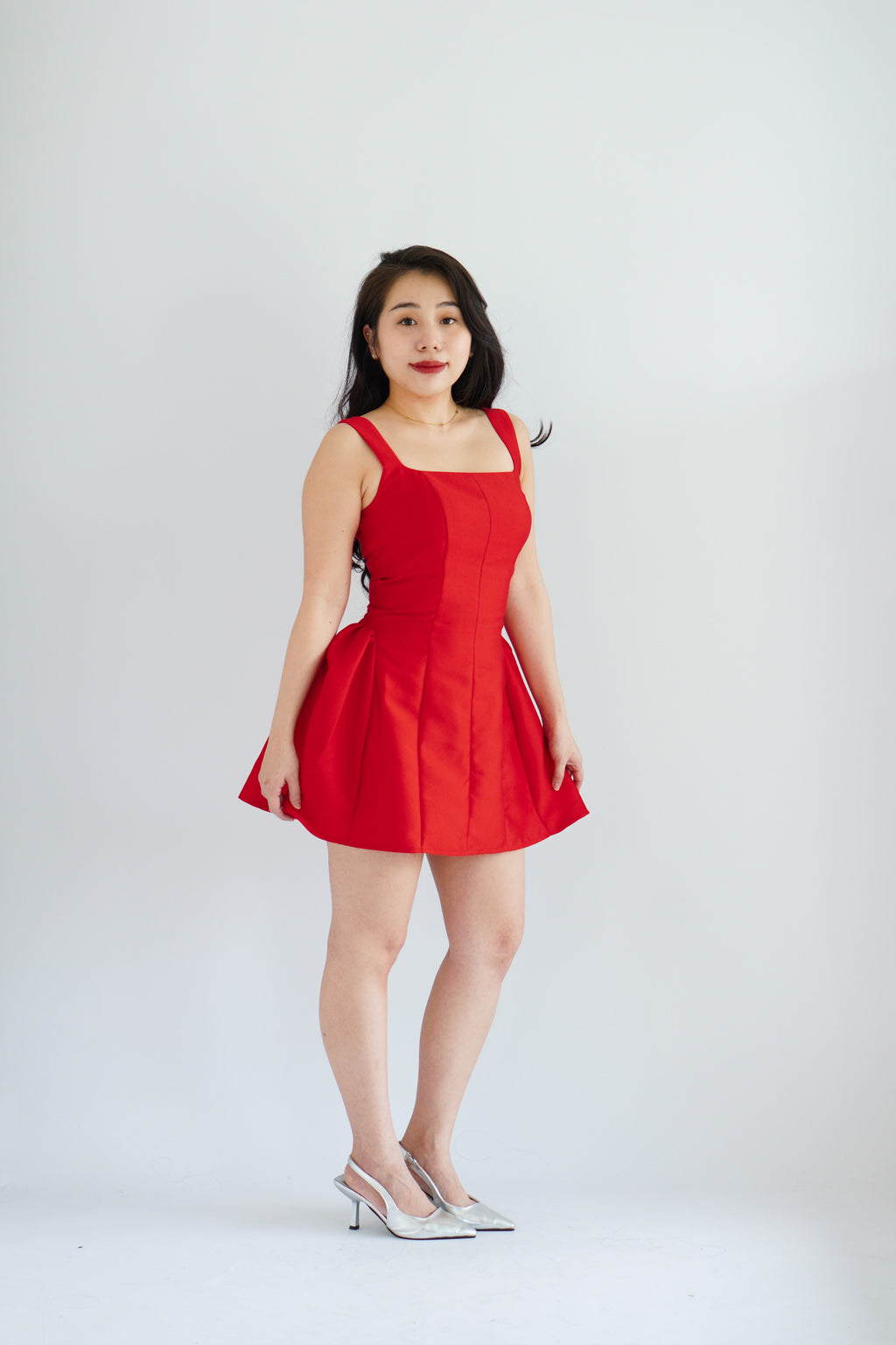 Alessia Structured Mini Dress in Red