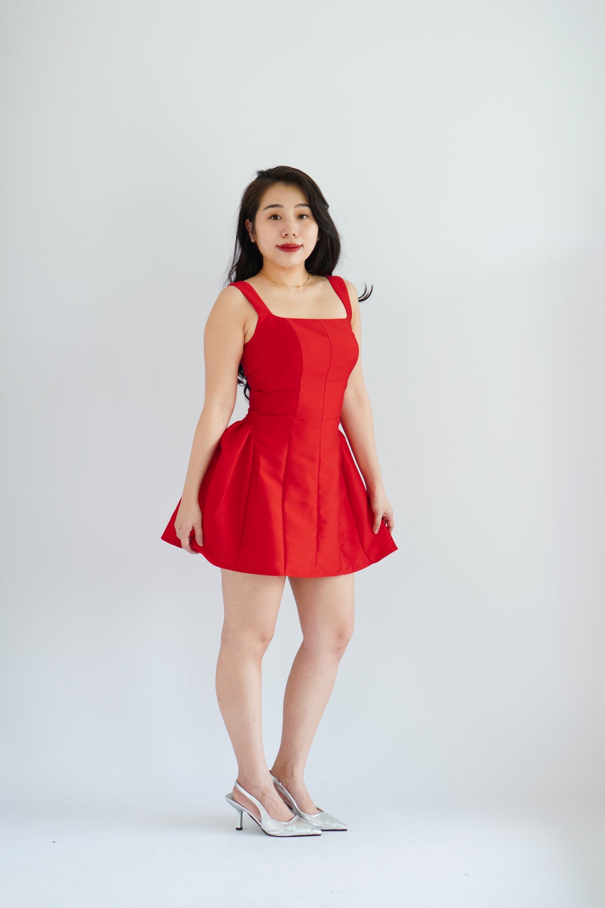 Alessia Structured Mini Dress in Red