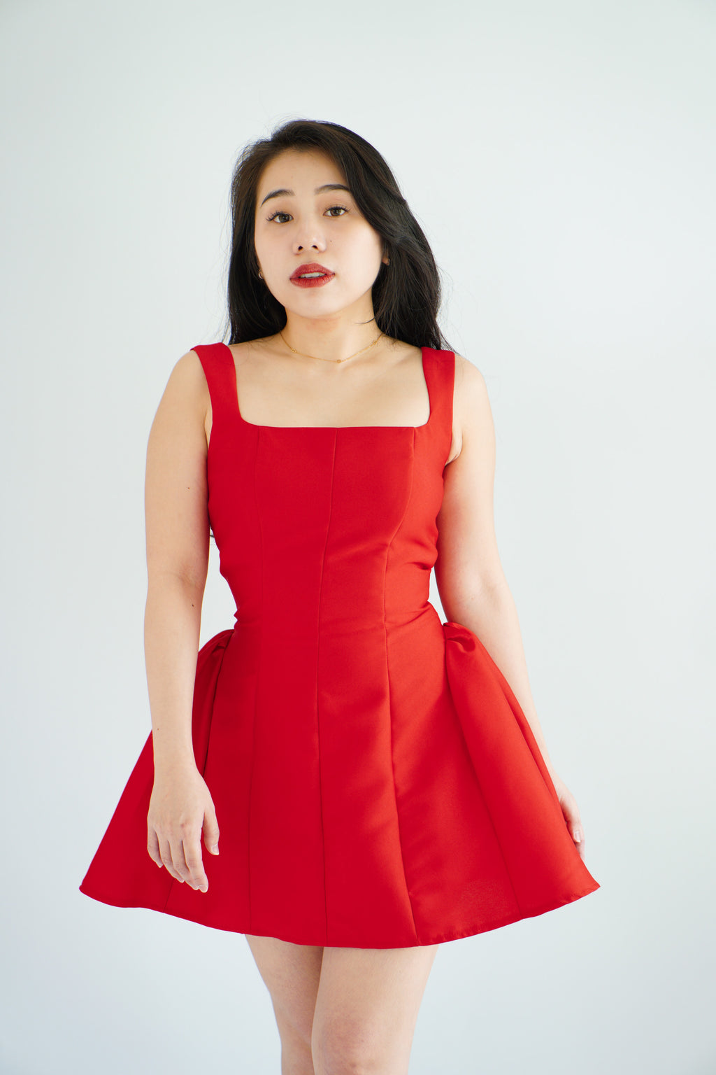 Alessia Structured Mini Dress in Red