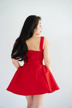 Alessia Structured Mini Dress in Red