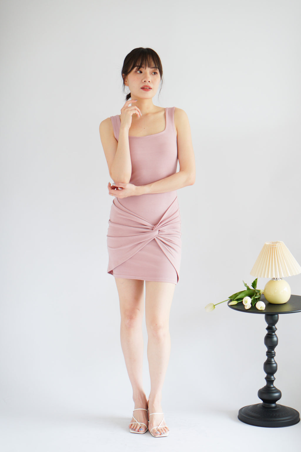 (BACKORDER) Tess Bodycon Twist Knot Mini Dress in Pink