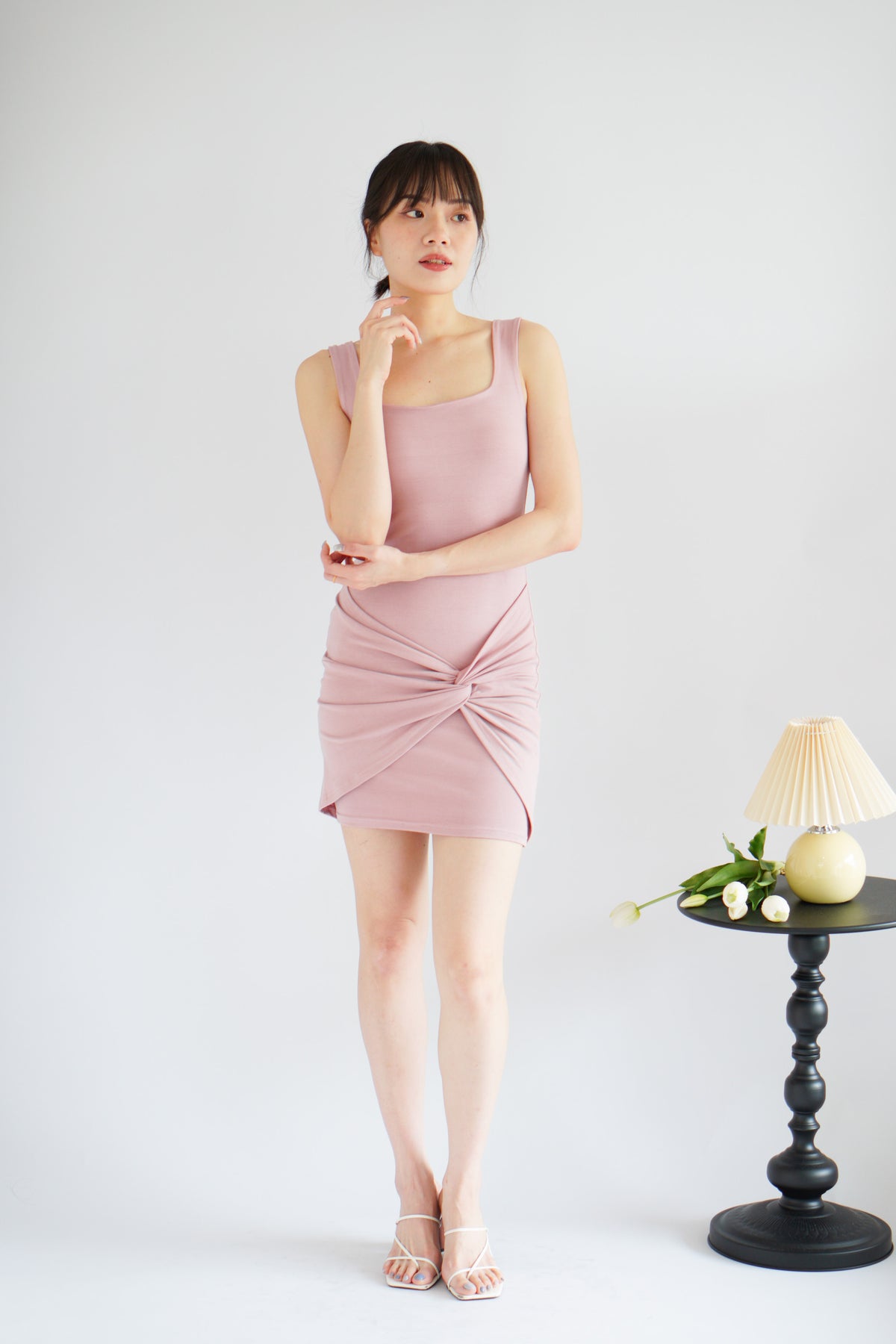 (BACKORDER) Tess Bodycon Twist Knot Mini Dress in Pink