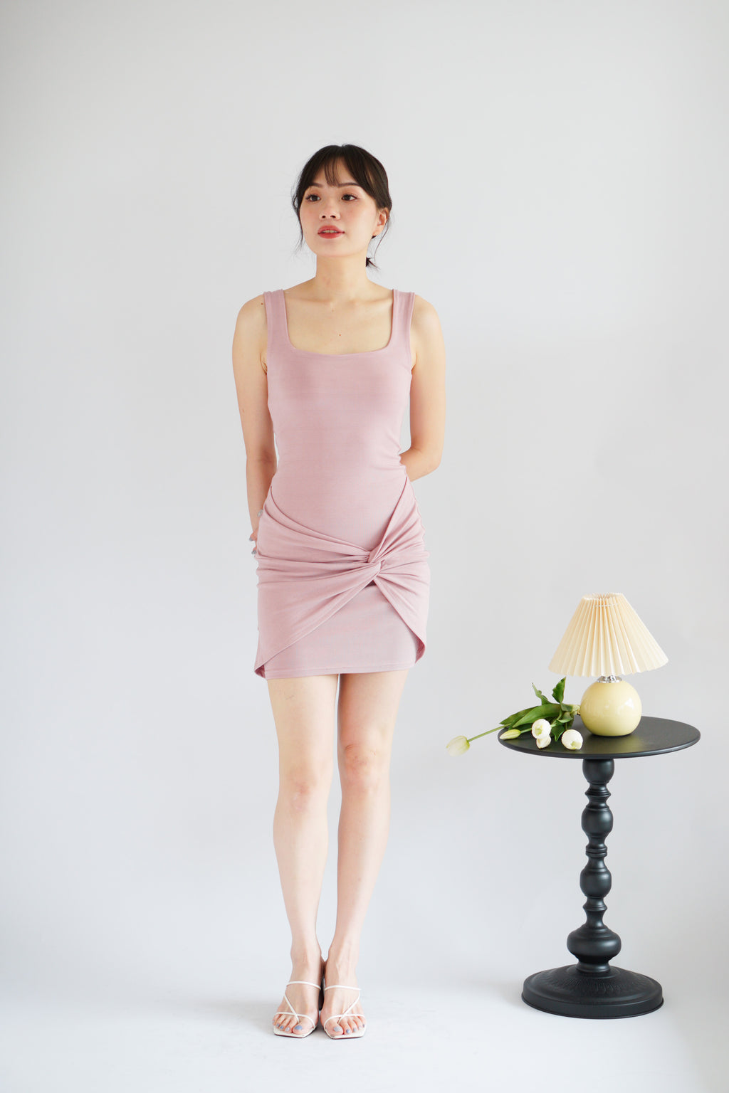 (BACKORDER) Tess Bodycon Twist Knot Mini Dress in Pink