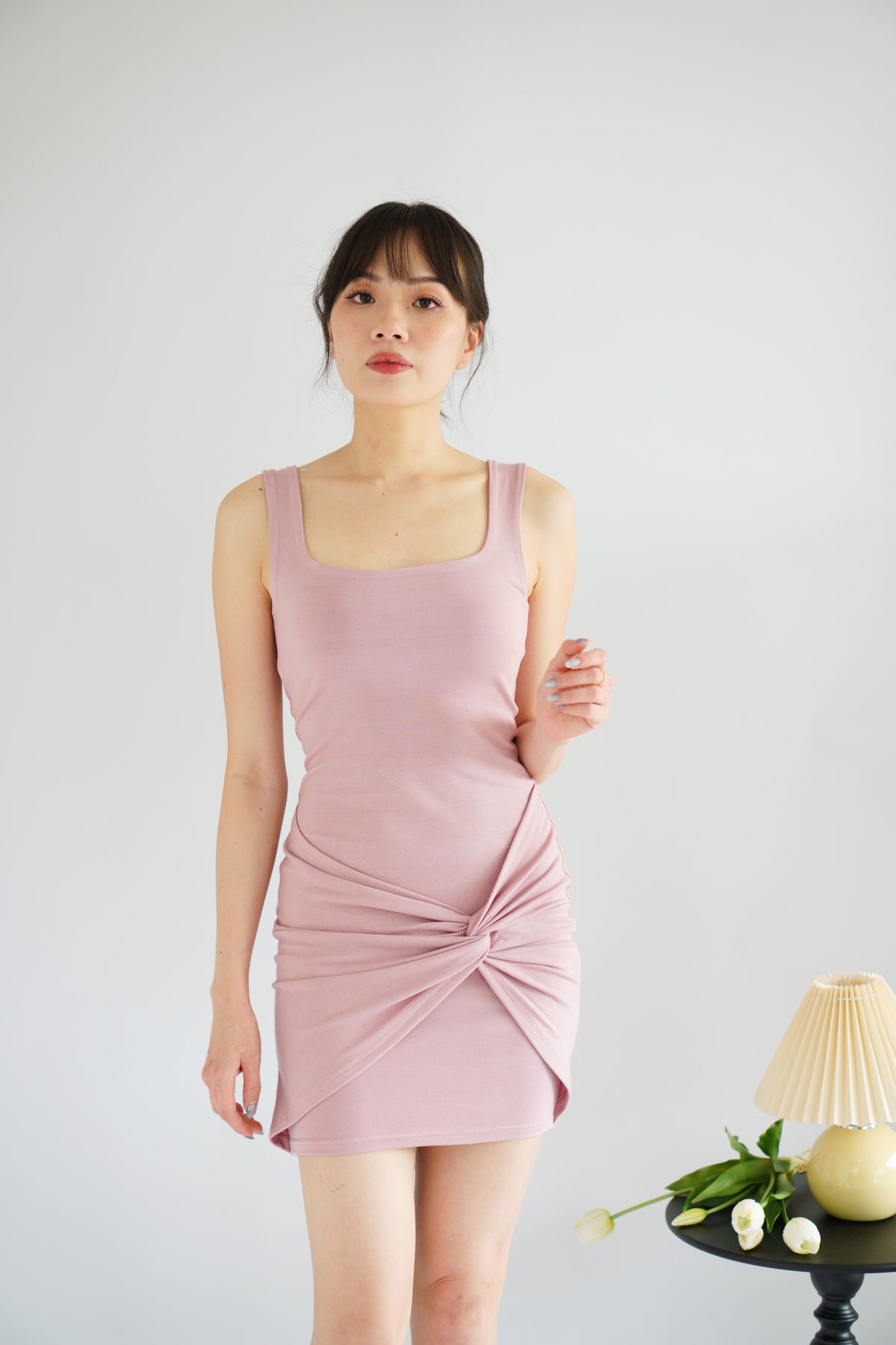(BACKORDER) Tess Bodycon Twist Knot Mini Dress in Pink