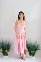 Isabelle Halter Neck A-Line Dress in Pink