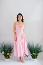 Isabelle Halter Neck A-Line Dress in Pink