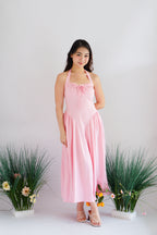 Isabelle Halter Neck A-Line Dress in Pink