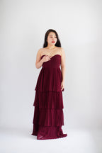 (BACKORDER) Rossa Layered Tube Maxi Dress in Maroon