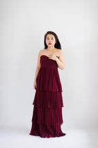 (BACKORDER) Rossa Layered Tube Maxi Dress in Maroon