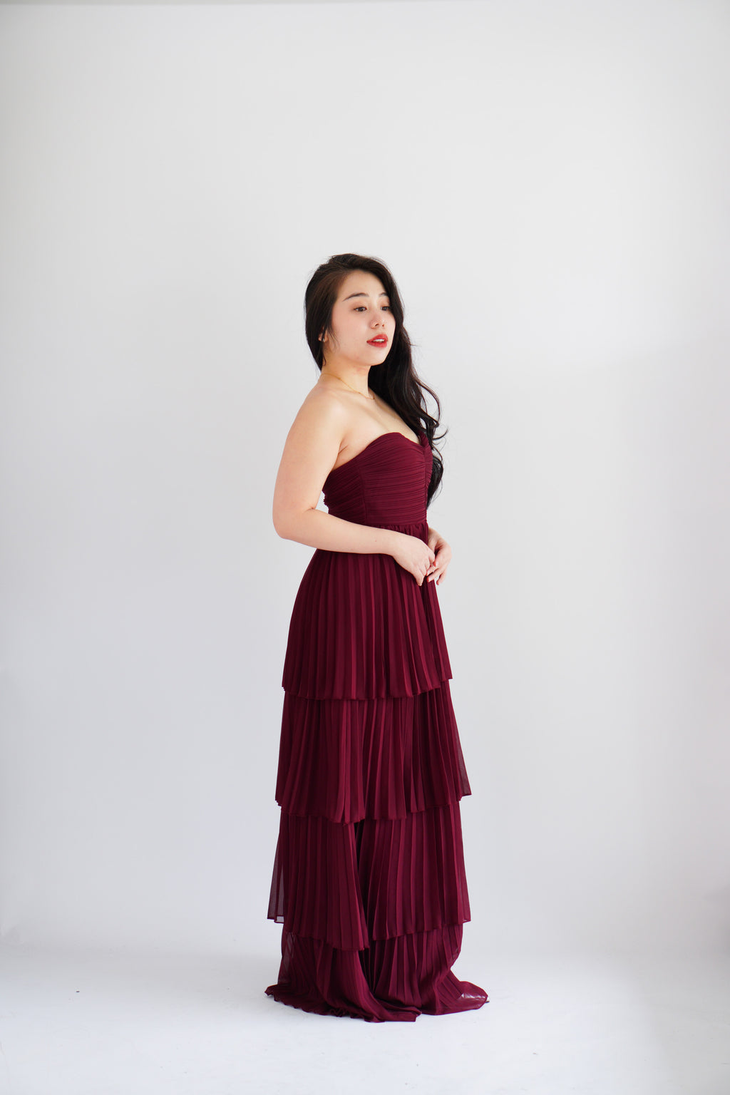 (BACKORDER) Rossa Layered Tube Maxi Dress in Maroon