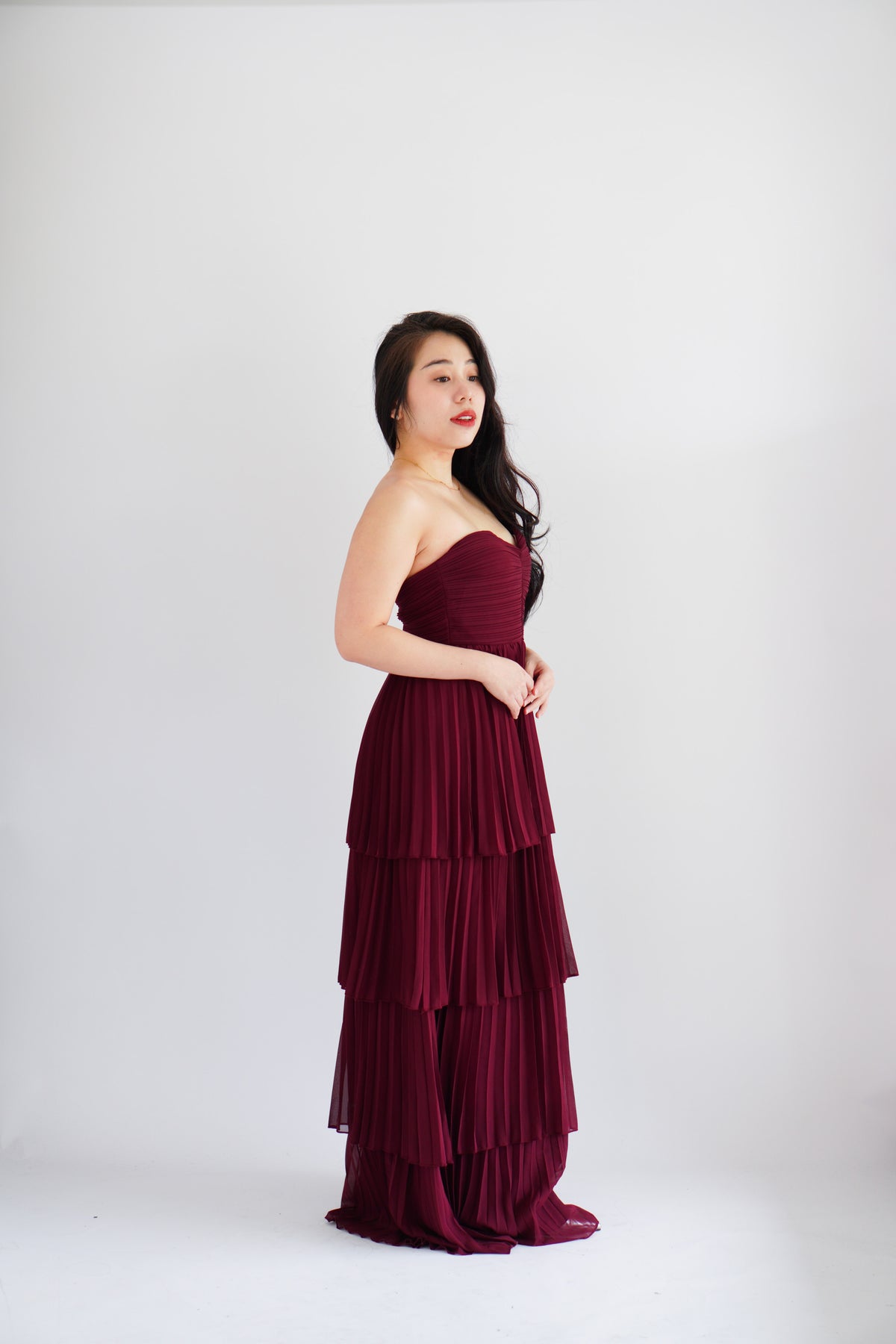 (BACKORDER) Rossa Layered Tube Maxi Dress in Maroon