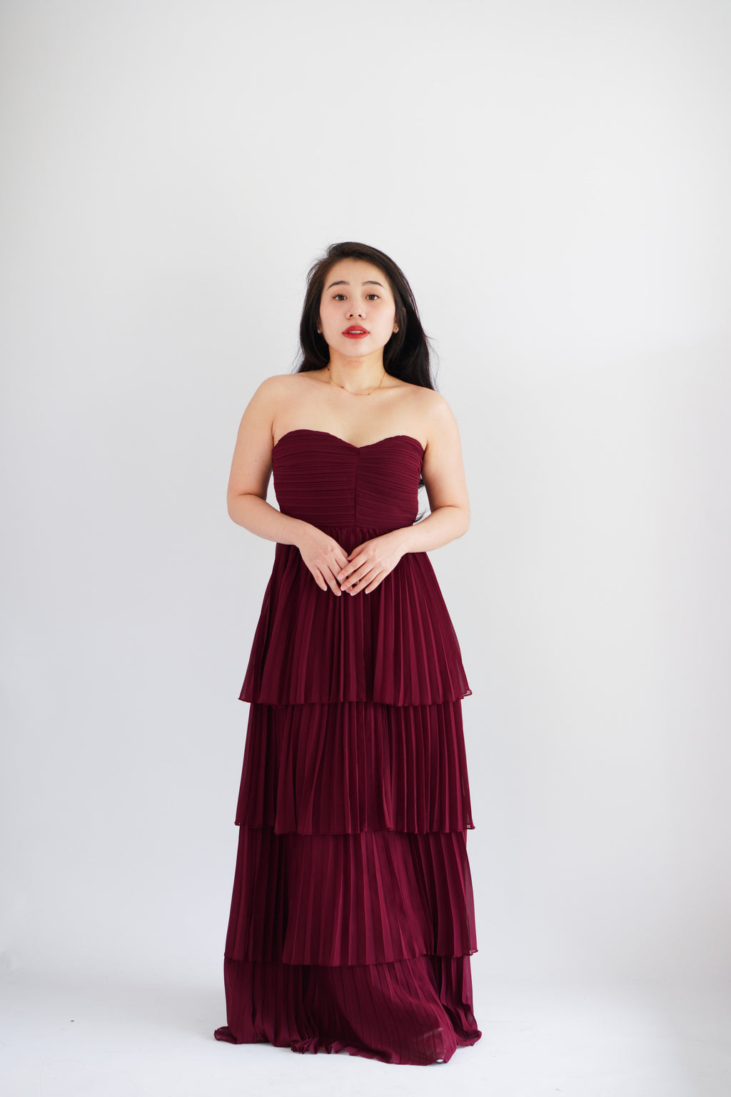 (BACKORDER) Rossa Layered Tube Maxi Dress in Maroon
