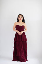 (BACKORDER) Rossa Layered Tube Maxi Dress in Maroon
