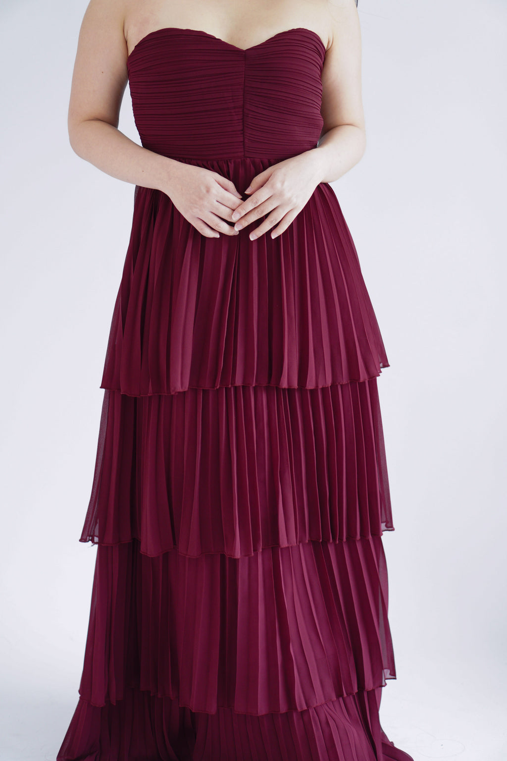 (BACKORDER) Rossa Layered Tube Maxi Dress in Maroon