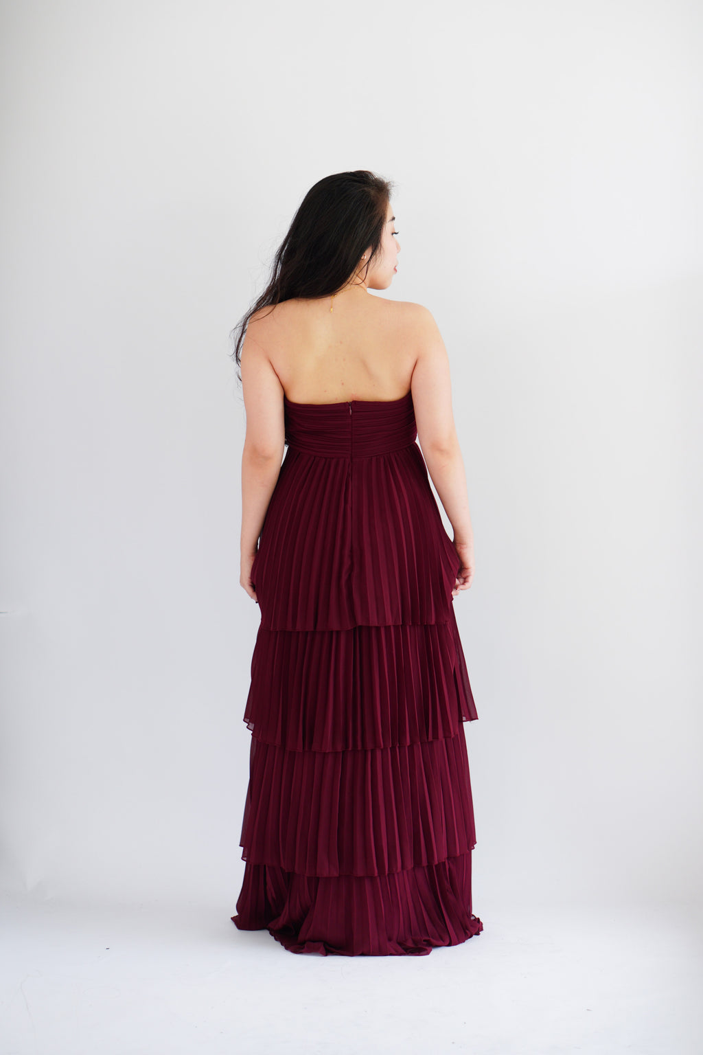 (BACKORDER) Rossa Layered Tube Maxi Dress in Maroon