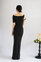 Elaina Twist Knot Toga Maxi Dress in Black