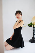 Mabelle A-Line Structured Mini Dress in Black