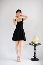 Mabelle A-Line Structured Mini Dress in Black