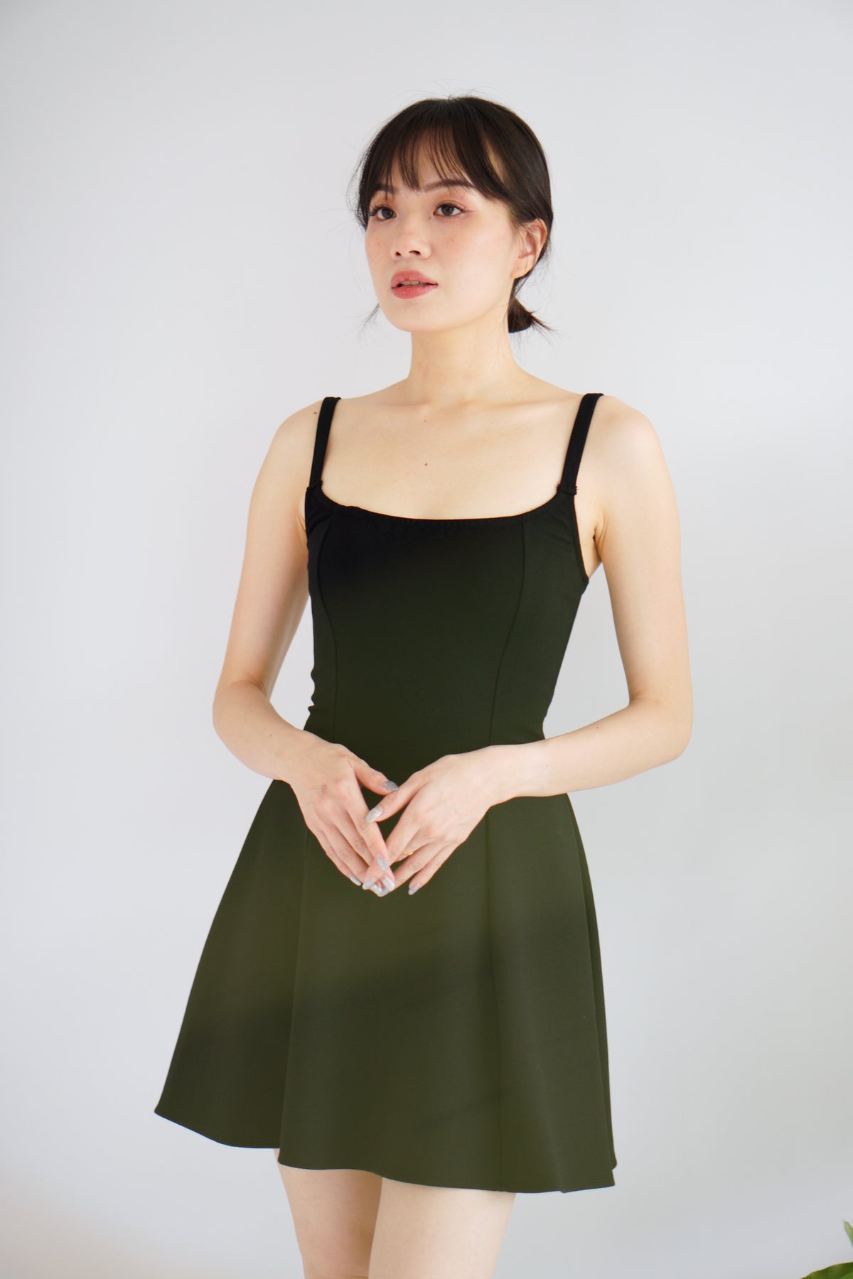 Mabelle A-Line Structured Mini Dress in Black