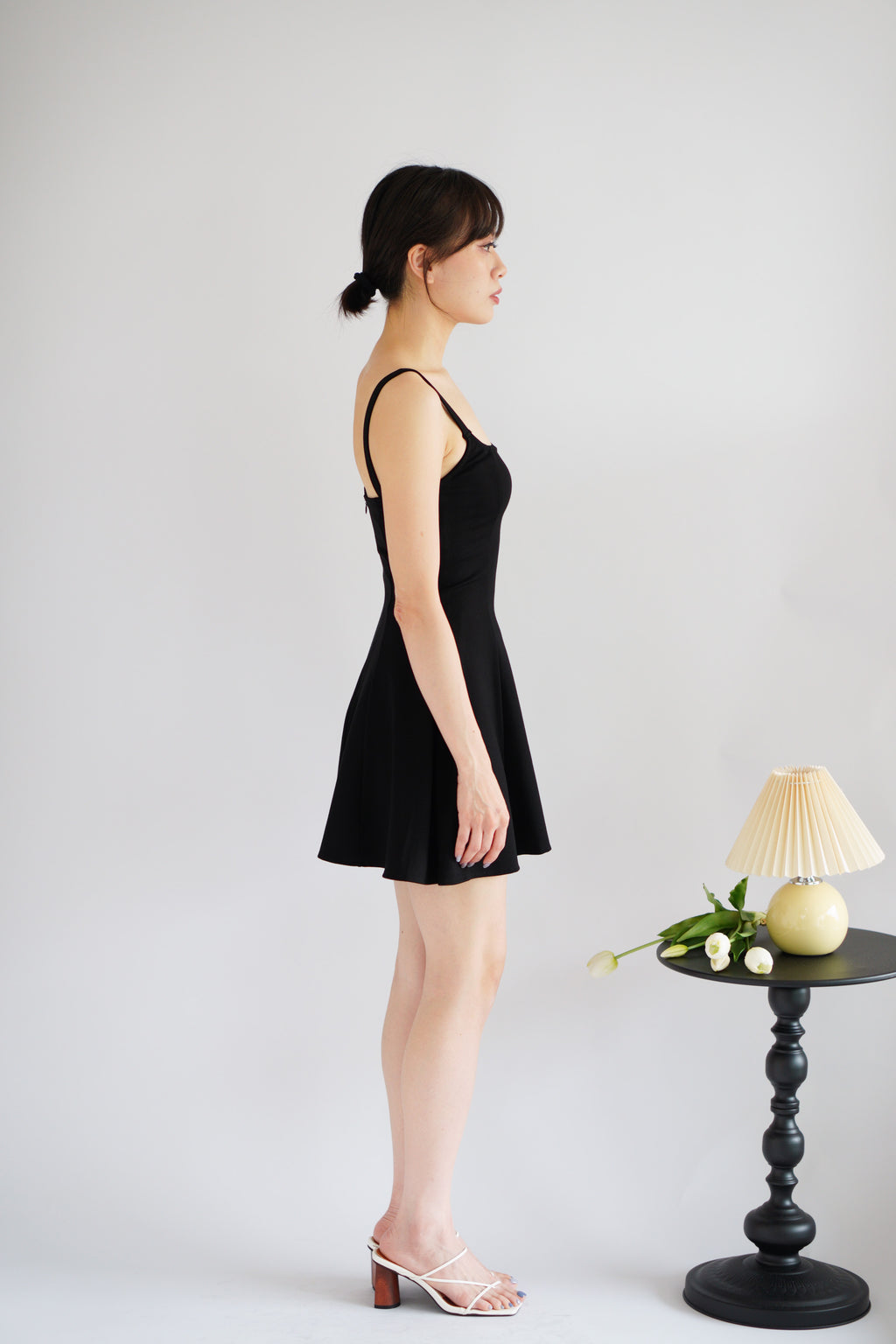 Mabelle A-Line Structured Mini Dress in Black