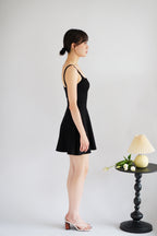 Mabelle A-Line Structured Mini Dress in Black