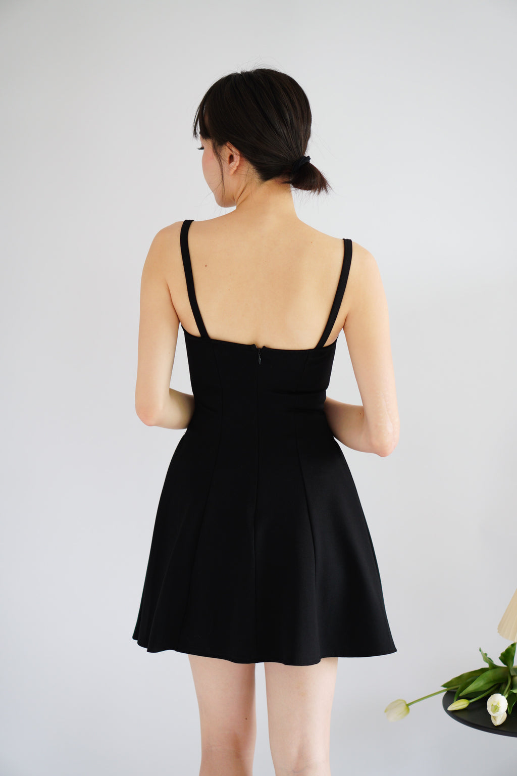 Mabelle A-Line Structured Mini Dress in Black