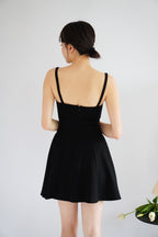 Mabelle A-Line Structured Mini Dress in Black