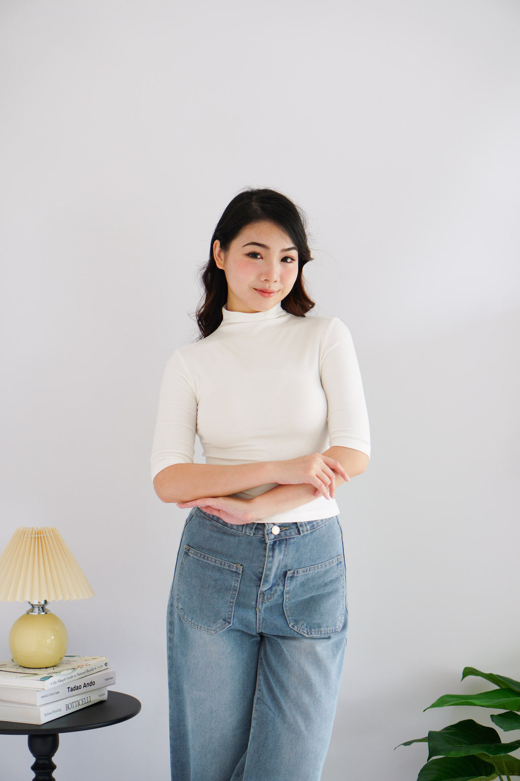 Vesper High Neck Top in White
