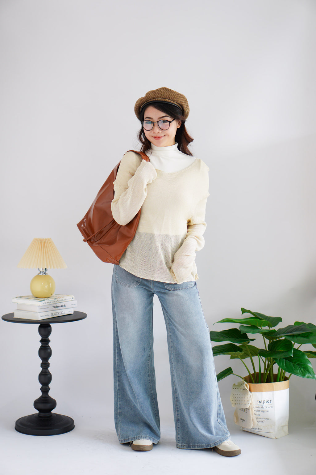 Vesper High Neck Top in White