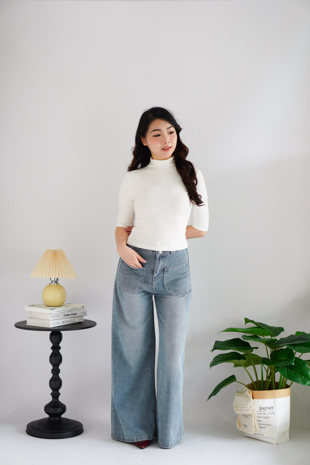 Vesper High Neck Top in White