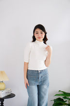 Vesper High Neck Top in White