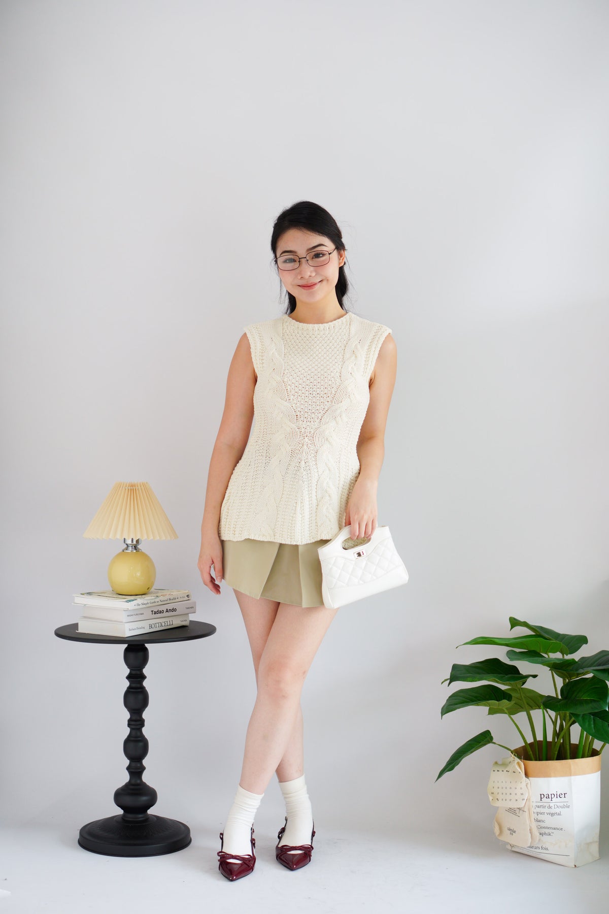 Harin Mini Skort in Khaki (No Belt)