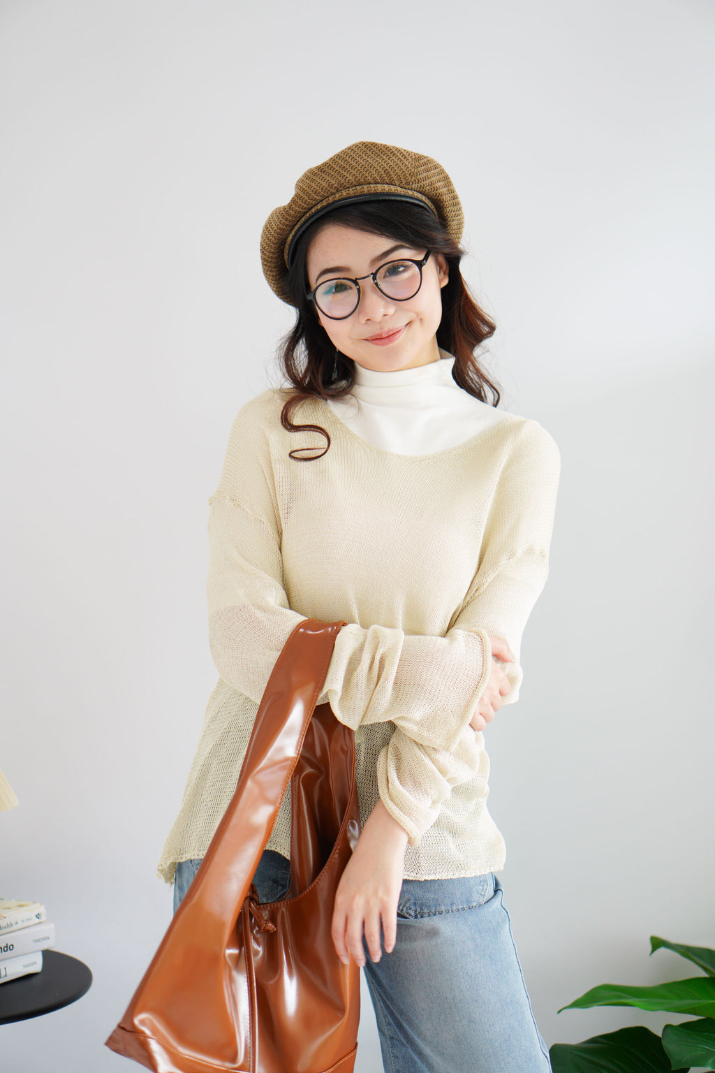 Soori Oversized Knit Outerwear Top in Beige