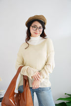 Soori Oversized Knit Outerwear Top in Beige