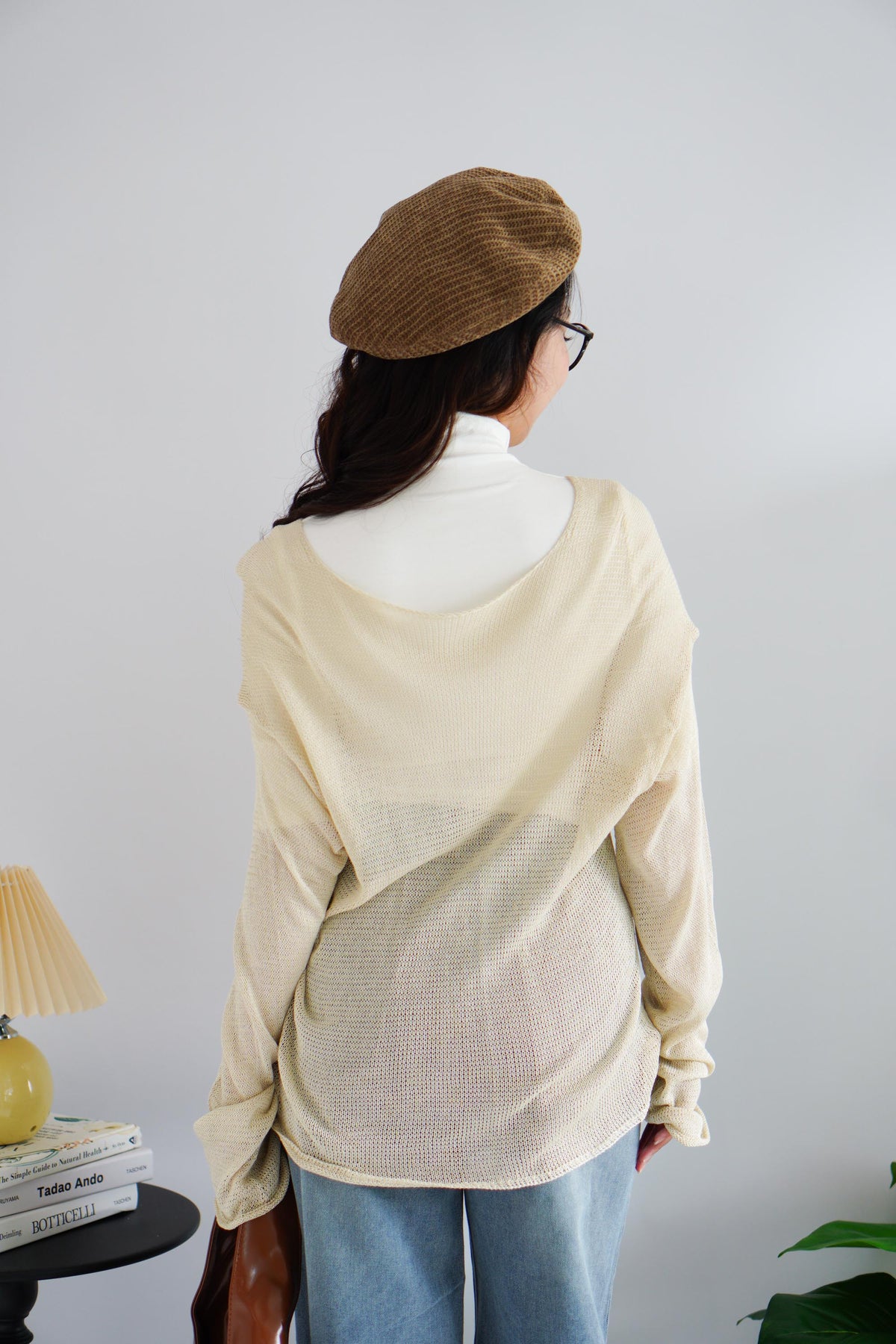 Soori Oversized Knit Outerwear Top in Beige