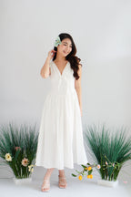 Isalyn V Neck Corset Maxi Dress in White